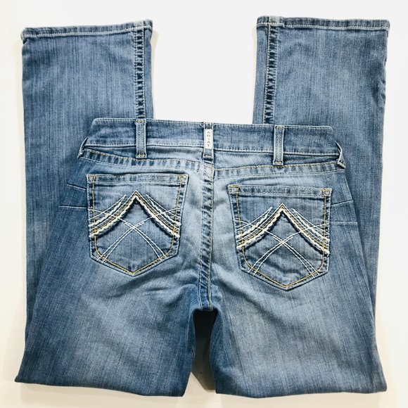 Ariat Women’s REAL Riding Jeans Boot Cut Whipstitch Size 30R Blue Mid Rise 30X31 - Picture 2 of 11